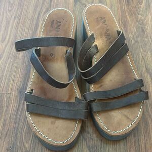 Ananias made in Greece brown leather sandals size 9